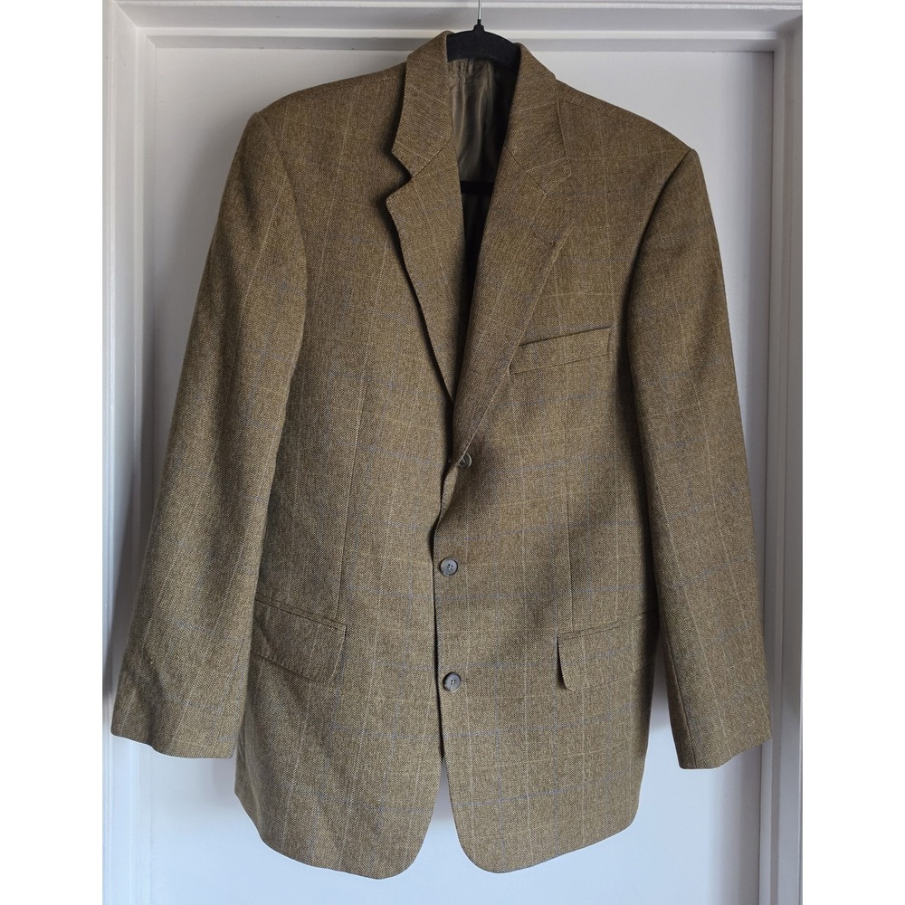 Aldo Bernadi Blazer 40R Brown Herringbone Wool Cashmere Formal Coat Jacket
